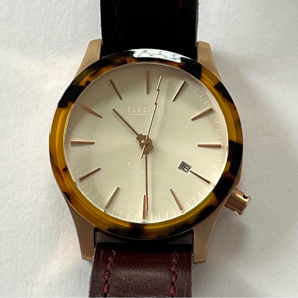 Electric California FW03 Mens Watch Gold/Brown Stainless Steel Leather Band